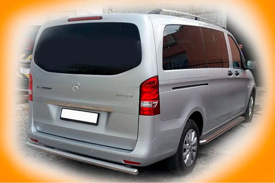 Mercedes Vito/V-class W447 2014- рр. Задній захист AK002 (нерж.) Фото 2