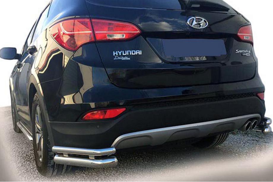 Hyundai Santa Fe 3 2012-2018 рр. Задні кути AK-003-Подвійний (нерж.) Фото 1