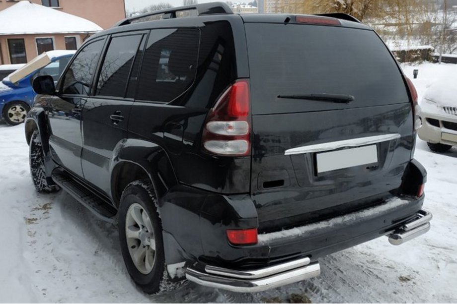 Toyota Land Cruiser Prado 120 2002-2009 рр. Задні подвійні куточки AK003-2 (2 шт., нерж) Фото 3