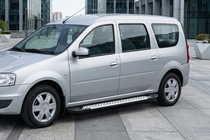 Dacia Logan MCV 2004-2014 рр. Бокові пороги X5-тип (2 шт, алюм.) фото 1