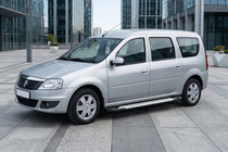 Dacia Logan MCV 2004-2014 рр. Бокові пороги X5-тип (2 шт, алюм.) фото 3