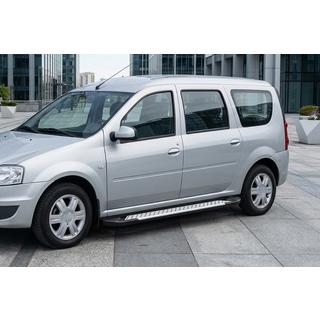 Бокові пороги X5-тип (2 шт, алюм.) Dacia Logan MCV 2004-2014 рр. фото 1