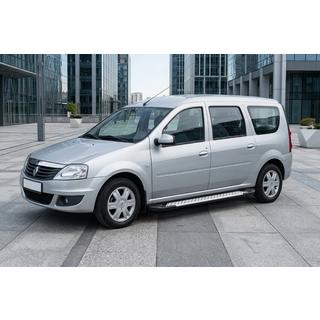 Бокові пороги X5-тип (2 шт, алюм.) Dacia Logan MCV 2004-2014 рр. фото 3