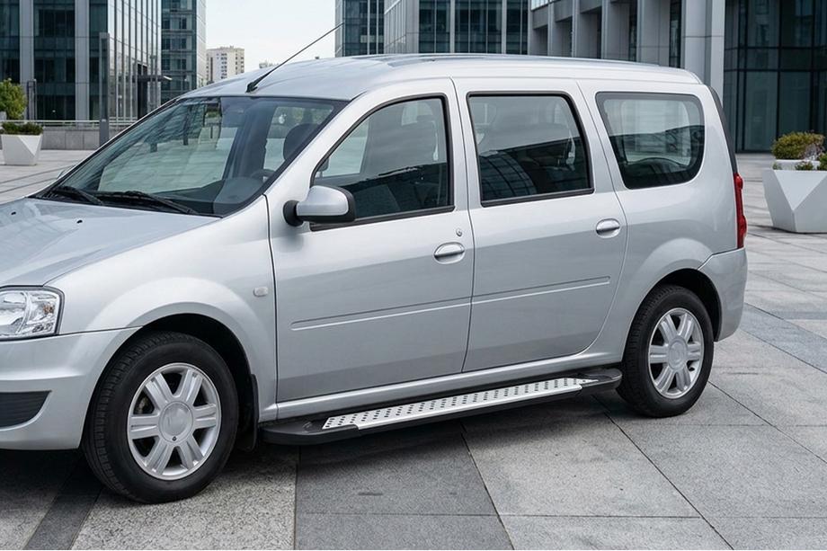 Dacia Logan MCV 2004-2014 рр. Бокові пороги X5-тип (2 шт, алюм.) Image