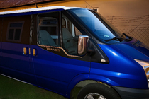 Ford Transit 2000-2014 рр. Окантовка стекол (2 шт, нерж.) фото 4