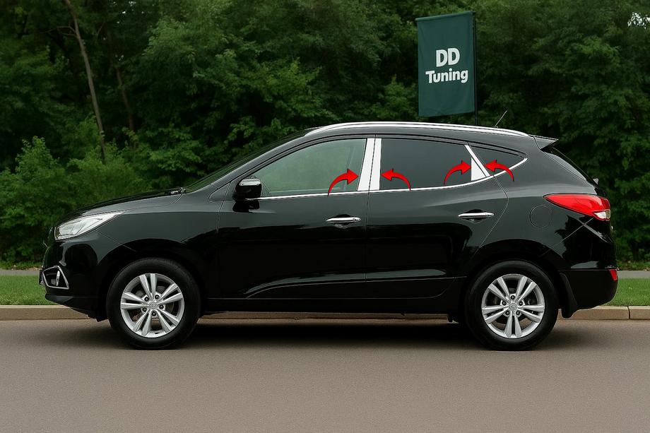 Hyundai IX-35 2010-2015 рр. Молдинг дверних стійок (8 шт, нерж.) Image