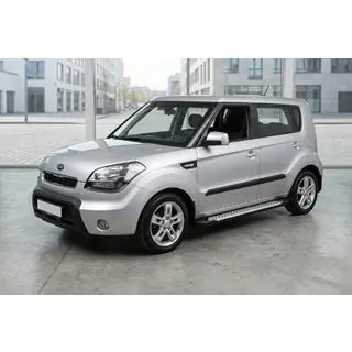 Бокові пороги Allmond Grey (2 шт., алюм.) Kia Soul I 2008-2013 рр. фото 1
