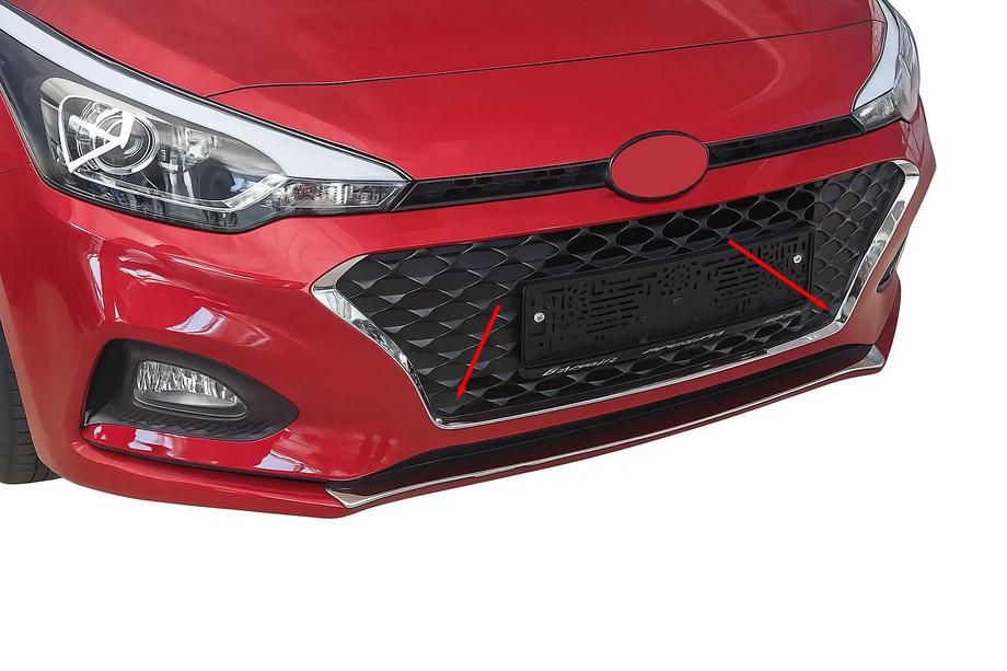 Hyundai I-20 2014-2020 рр. Окантовка решітки 2018-2020 (3 шт, нерж) Фото 1