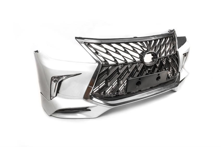Lexus LX570/450d 2008-2022 рр. Передній бампер для 2008-2015 в стилі рестайлінгу (під фарбування) Білий Фото 5
