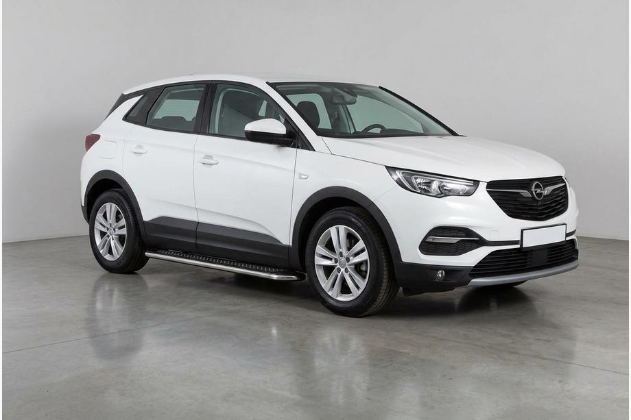 Opel Grandland X 2017- рр. Бокові пороги Maydos V2 (2 шт, алюміній ↗ нерж) Image