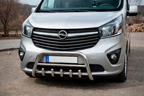Renault Trafic 2015- рр. Кенгурятник WT003-4 (нерж.) З написом фото 2