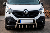 Renault Trafic 2015- рр. Кенгурятник WT003-4 (нерж.) З написом фото 1