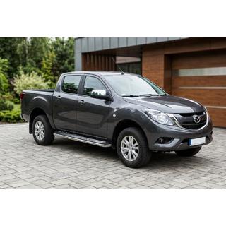 Бокові пороги Maydos v2 (2 шт., алюміній ↗ нерж) Mazda BT-50 2012- рр. фото 1
