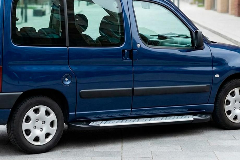 Peugeot Partner 1996-2008 рр. Бокові пороги Allmond Grey (2 шт., алюм.) Image