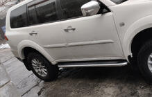 Mitsubishi Pajero Sport 2008-2015 рр. Бокові пороги Maydos V2 (2 шт., алюміній ↗ нерж) фото 3
