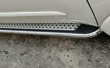 Mitsubishi Pajero Sport 2008-2015 рр. Бокові пороги Maydos V2 (2 шт., алюміній ↗ нерж) фото 2