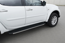 Mitsubishi Pajero Sport 2008-2015 рр. Бокові пороги Fullmond (2 шт., алюміній) фото 1