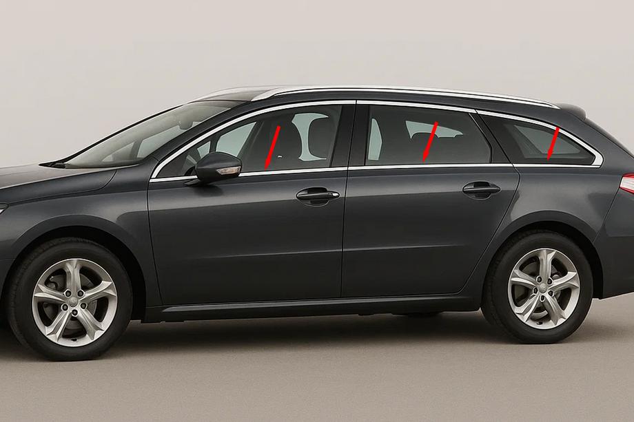 Peugeot 508 2010-2018 рр. Нижня окантовка вікон (SW, нерж) Image