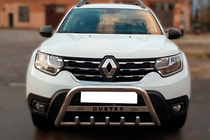 Renault Duster 2018-2024 рр. Кенгурятник з написом WT004 (нерж.) фото 1