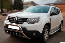 Renault Duster 2018-2024 рр. Кенгурятник з написом WT004 (нерж.) фото 2