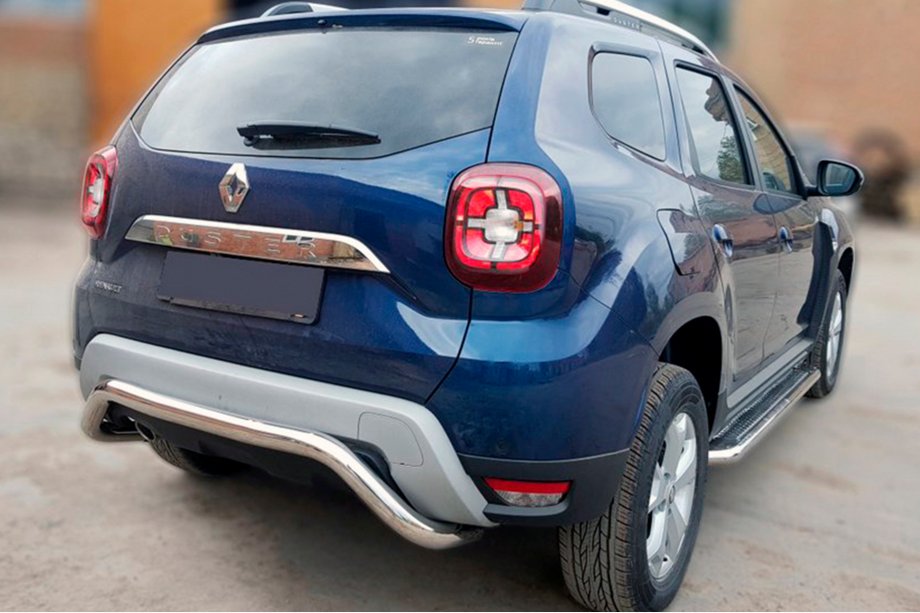 Renault Duster 2018-2024 рр. Задній захист AK007 (нерж.) Image
