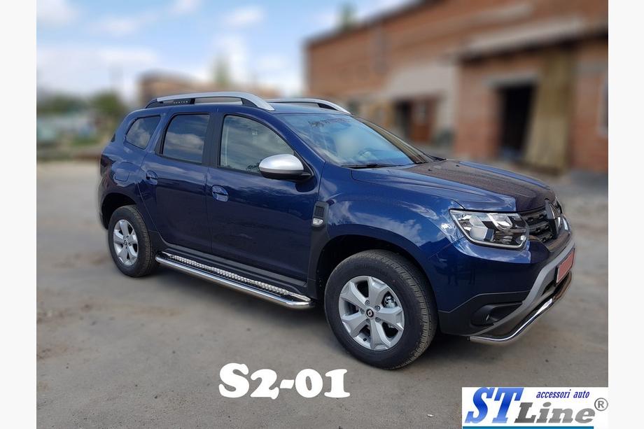 Dacia Duster 2018-2024 рр. Бокові пороги Premium (2 шт., нерж.) Image