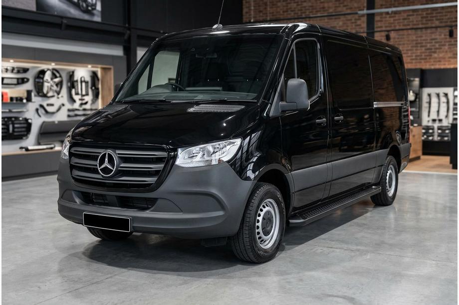 Mercedes Sprinter W907/W910 2018- рр. Бокові пороги Allmond Black (2 шт., алюміній) Image
