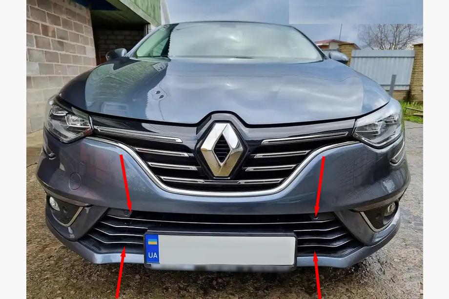Renault Megane IV 2016-2025 рр. Накладки на бампер 2016-2021 (7 шт, нерж) Image