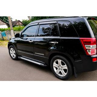 Бокові пороги Allmond Grey (2 шт., алюм) Suzuki Grand Vitara 2005-2017 рр. фото 1