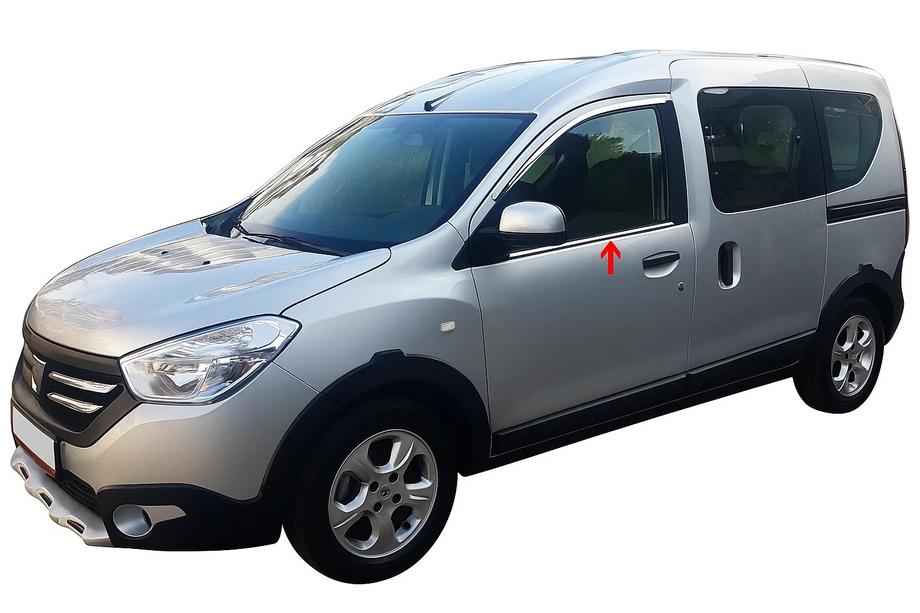 Dacia Dokker 2013-2022 рр. Окантовка вікон (2 шт., нерж.) Image