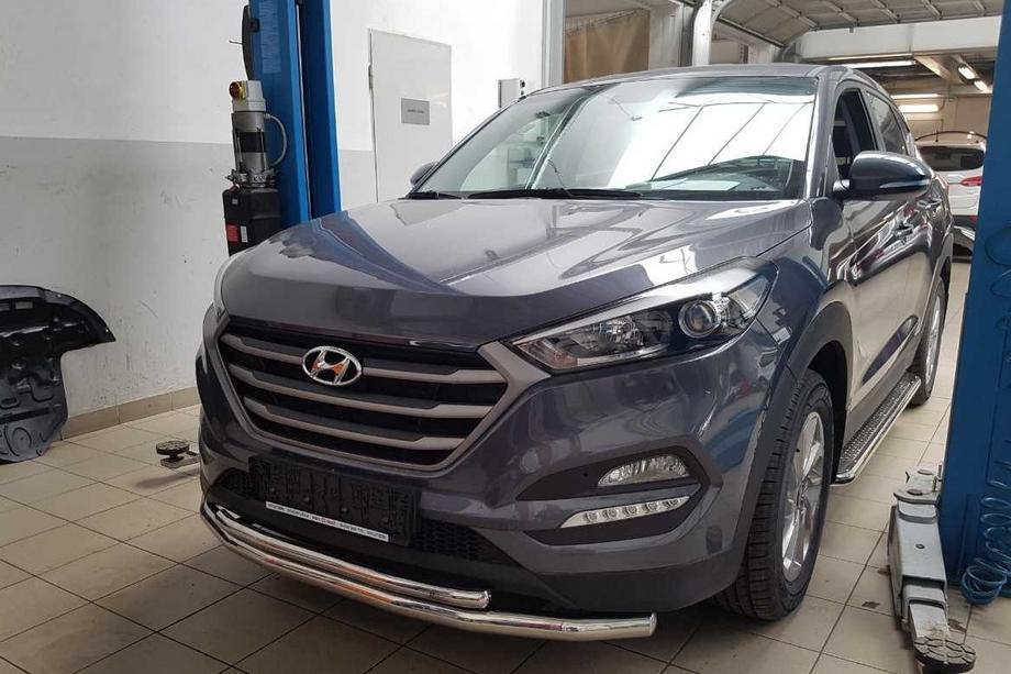 Hyundai Tucson TL 2016-2021 рр. Передній захист ST014 (нерж.) Фото 1