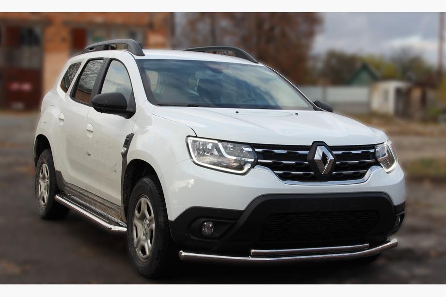 Renault Duster 2008-2017 рр. Передній захист ST014 (нерж.) Фото 2