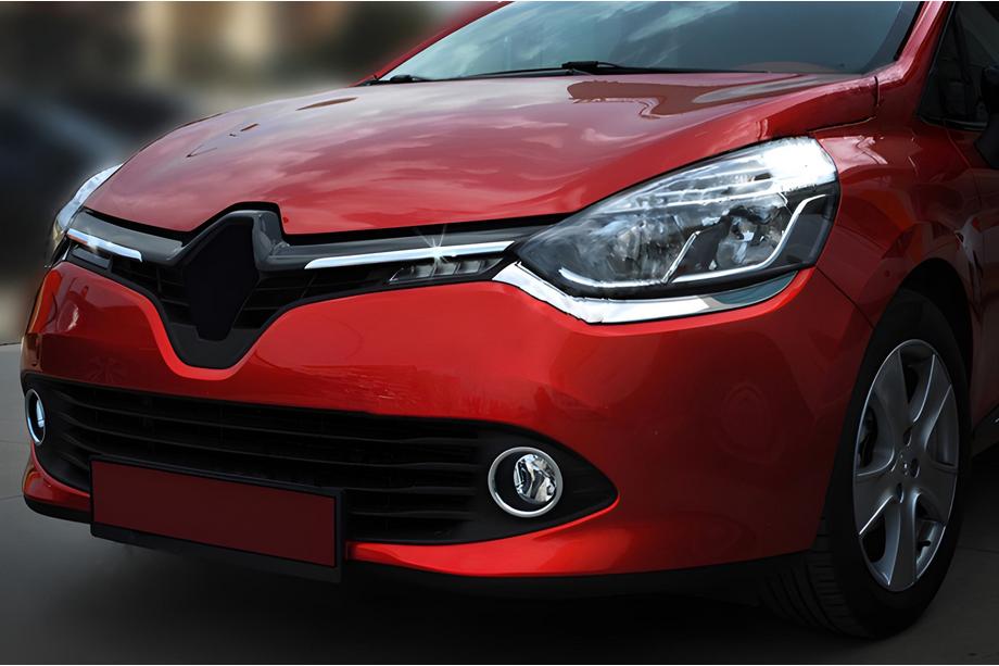 Renault Clio IV 2012-2019 рр. Накладки на решітку радіатора OmsaLine (2 шт, нерж.) Фото 1