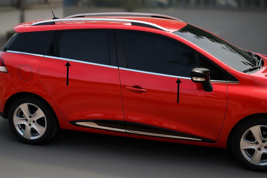 Renault Clio IV 2012-2019 рр. Окантовка вікон (Sport Tourer, 8 шт, нерж) Image