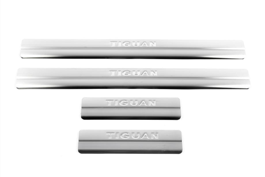 Volkswagen Tiguan 2007-2016 рр. Накладки на пороги Omsa (4 шт., нерж.) Фото 2
