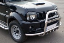 Suzuki Jimny 1998-2018 рр. Кенгурятник QT007-Exclusive (З написом, нерж) фото 4