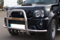 Suzuki Jimny 1998-2018 рр. Кенгурятник QT007-Exclusive (З написом, нерж) фото 3