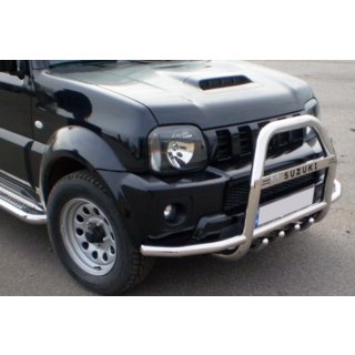 Кенгурятник QT007-Exclusive (З написом, нерж) Suzuki Jimny 1998-2018 рр. фото 4