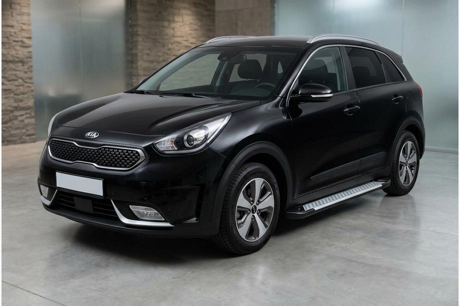 Kia Niro 2016-2021 рр. Бокові пороги Allmond Grey (2 шт., алюміній) Фото 1