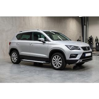 Бокові пороги Allmond Grey (2 шт., алюміній) Seat Ateca 2016- рр. фото 1