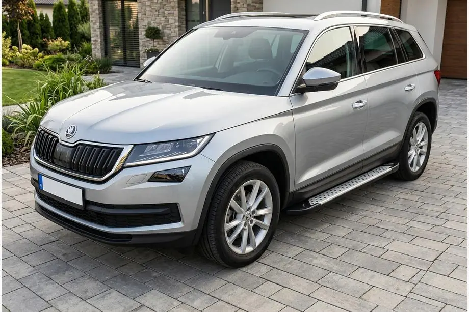 Skoda Kodiaq 2016-2023 рр. Бокові пороги Allmond Grey (2 шт., алюміній) Фото 1