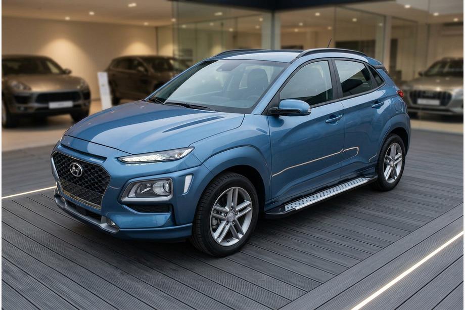 Hyundai Kona 2017-2023 рр. Бокові пороги Allmond Grey (2 шт., алюміній) Фото 1
