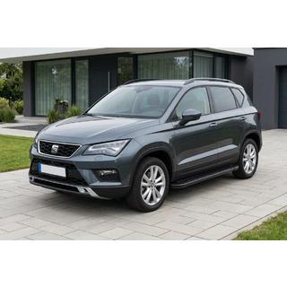 Бокові пороги Allmond Black (2 шт., алюміній) Seat Ateca 2016- рр. фото 1