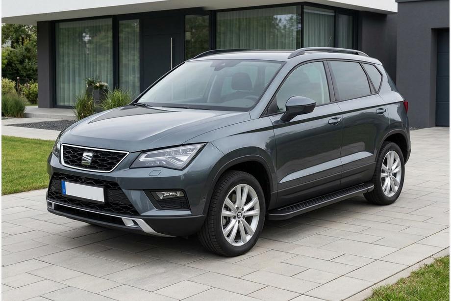 Seat Ateca 2016- рр. Бокові пороги Allmond Black (2 шт., алюміній) Фото 1