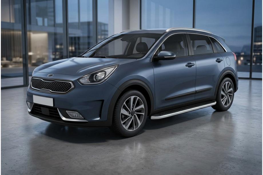 Kia Niro 2016-2021 рр. Бокові пороги Tayga Grey (2 шт., алюміній) Фото 1