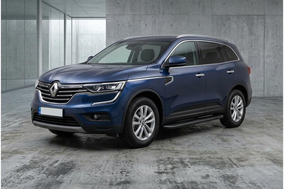 Renault Koleos 2016-2024 рр. Бокові пороги Tayga Black (2 шт., алюміній) Фото 1