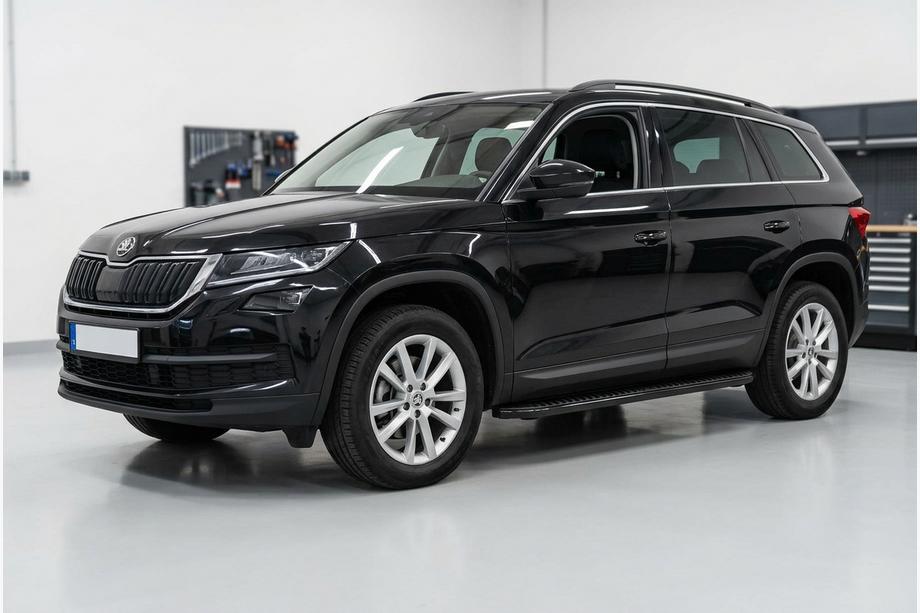 Skoda Kodiaq 2016-2023 рр. Бокові пороги Tayga Black (2 шт., алюміній) Фото 1
