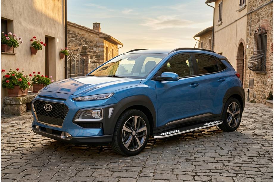 Hyundai Kona 2017-2023 рр. Бокові пороги Tayga V2 (2 шт., алюміній) Фото 1