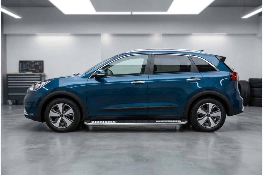 Kia Niro 2016-2021 рр. Бокові пороги Tayga V2 (2 шт., алюміній) Фото 1