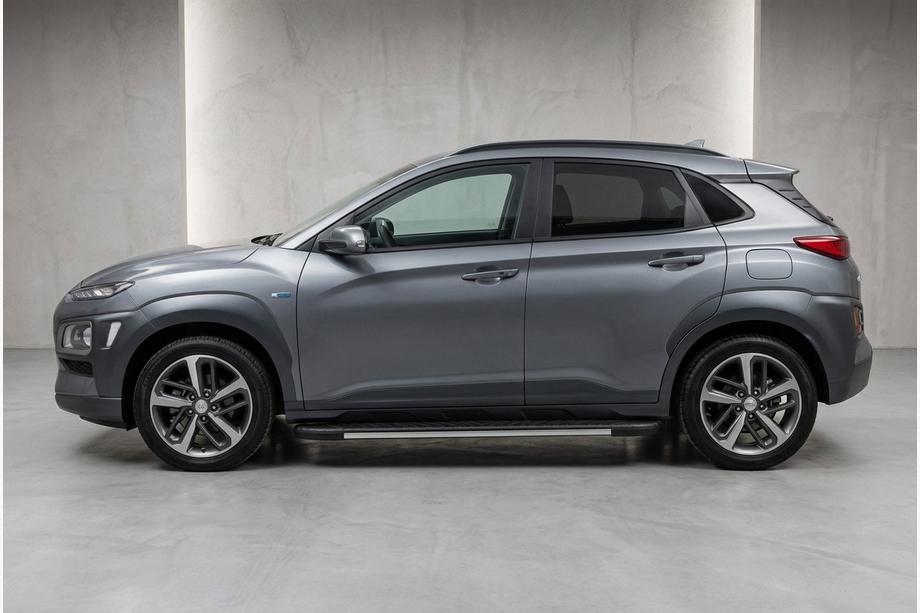 Hyundai Kona 2017-2023 рр. Бокові пороги Bosphore Grey (2 шт., алюміній) Фото 1